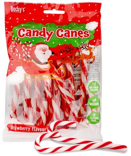 Becky's Candy Canes Bâtons de sucre d'orge - Paquet de 10 rouges et blancs, 13 cm - Décoration de Noël, décoration du sapin, friandises pour les assiettes de Noël & la période de l'Avent
