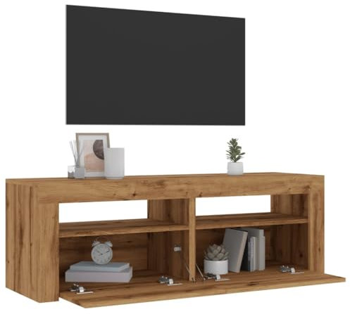 ShGaxin Meuble TV avec lumières LED en bois de chêne Artisan 120 x 35 x 40 cm, table TV, meuble TV, meuble TV, meubles de salon, table de salon TV - 856314