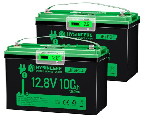 HYSINCERE LiFePO4 12V 100Ah Lithium Batterie mit 100A BMS, 1280 Wh | Low Temperature Schutz, IP65 wasserdicht, LED, bis zu 15000 Zyklen, Deep Cycle Batterie für Wohnmobil, Solaranlagen, Marine
