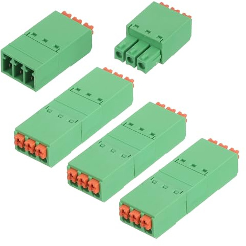 sourcing map Set di 4 connettori a morsettiera a vite a 3 pin con passo da 3,81 mm per montaggio su PCB diritti senza saldatura, connettori maschio e femmina 15EDGKN per 22-16AWG