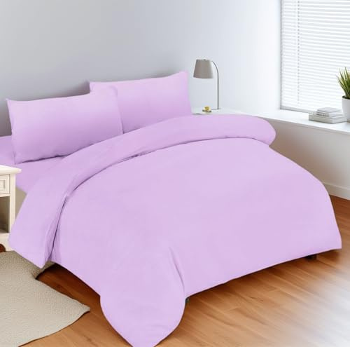 DH DREAMER HOME Juego de Funda Nordica de 4 Piezas para Cama 150 de Microfibra Suave - Funda Nórdica 220x240cm, Bajera Ajustable 150x200+25cm y con 2 Funda de Almohada 50x75cm - Lila