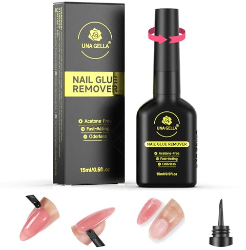 UNA GELLA Nagelkleber Entferner für Press On Nails 15 ml | Acetonfreier 2-in-1 Nail Glue Remover für Nagel Tips & Fake Nails, Schonend, Geruchsarm, Wiederverwendbare Press-On Nails
