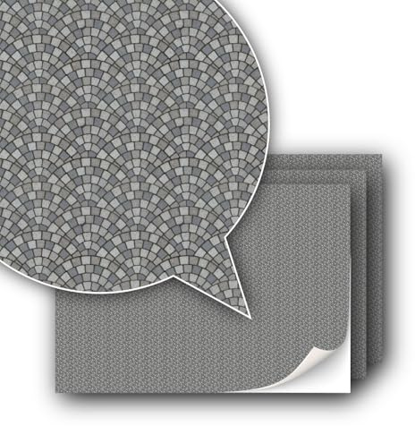 3 Sheets of Self-Adhesive Decorative Film for Paving Stones and Surfaces for Model Building in Scale 1:87 Track H0 (UK: 3.5mm Scale) (Cobblestone in Arcs)