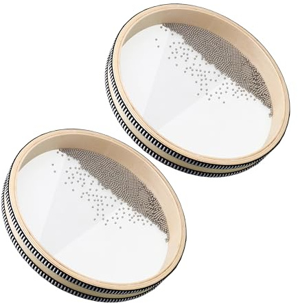 Yibuy 2 tambores de mano de madera ondulada de 25,3 cm, instrumento de percusión con sonido oceánico