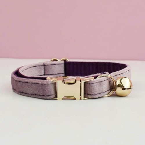 MEIFULLE Personalisiertes Katzenhalsband aus Samt mit Glöckchenfliege - Namensschild mit individueller Gravur