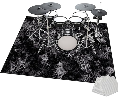 JaevKwzy Drum Rug Drum Mat Soundproof Mat | Sound Absorbing Drum Rugs for Bass Drums Snare Electronic Jazz Drum Kit Musical Instrument Mat | Professional Rectangle Anti Vibration Mat 120 x 100 cm