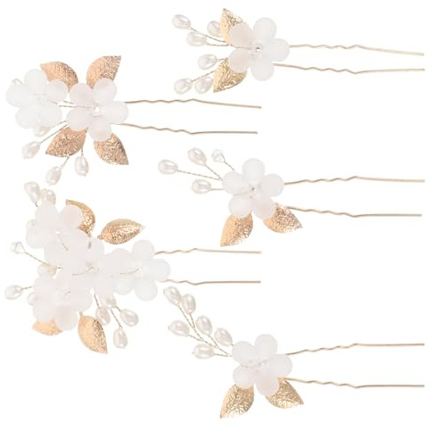 VALICLUD 5pièces Lot de Fourchettes à Cheveux de Mariage Forme de U Accessoires de Coiffure Métal avec Motifs Floraux pour Mariées et Demoiselles Honneur pour Fêtes et Événements