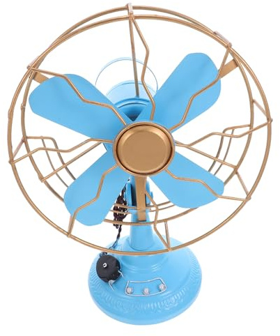 GALPADA Modelo Vintage de Ventilador de Mesa de Hierro Escultura Retro Decorativa para Escritorio Adorno Artístico para Fotografía y Ambientación Cabinas de Fotos Mediano Azul