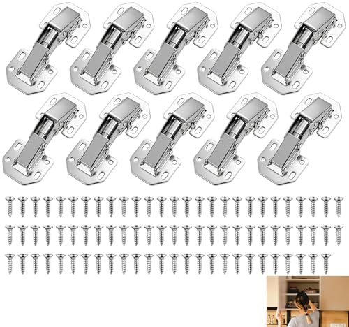 10 Pack 77×32mm Cabinet Hinges, 90 Degree Concealed Cupboard Door Hinges, Soft Close Hinge, Heavy Duty Kitchen Cupboard Hinge with Screws, Durable Hinge for Cupboard Wardrobe Bathroom Cabinet Doors