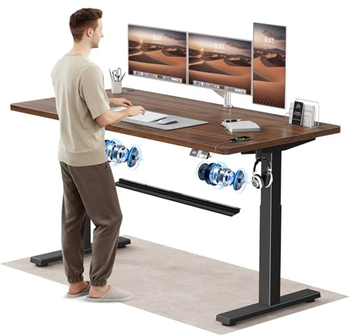 Devoko Höhenverstellbarer Schreibtisch 160x80 cm, 25 mm Starke Tischplatte, Ergonomischer Elektrischer Steh-Sitz Computertisch mit Dualmotor & Memory-Handsteuerung + USB-C für Homeoffice