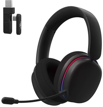 AULA G7 Pro Wireless Gaming Headset with 7.1 Surround Sound, 40mm Driver, BT5.3 Gaming Headphones with Mic, RGB, 10ms Latency, 65H Battery, PC Gaming Headset for PS5,PS4, Switch,PC,Wired Mode for Xbox