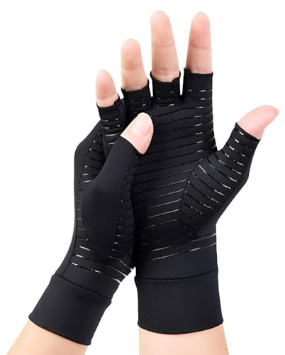 MNYXIS Guantes Artrosis Manos Hombre y Mujeres,Guantes De Compresión De Cobre,Guantes Artritis,Guantes Sin Dedos Para Aliviar El Dolor Del Túnel Carpiano,Soporte Para La Mano,Férula Para La Muñeca (M)