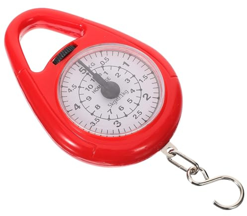 Mechanische Kleiner Gepäckwaage 5kg mit Haken, Rot, Tragbar | Reise und Einkauf, Stahlgehäuse mit Abs und Pvc Anteilen, Präzise Messung