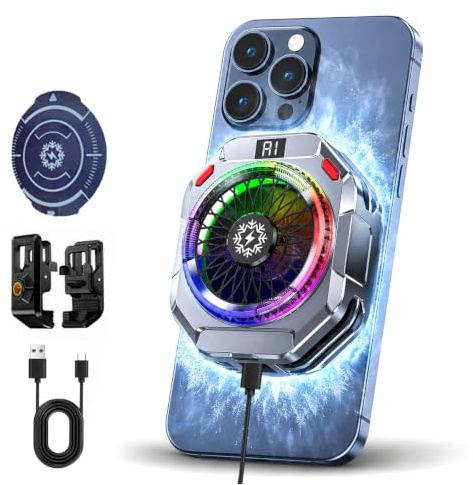Refrigerador para Teléfono Móvil con Control Inteligente IA con Luces Led | Tapa desmontable para limpieza polvo, a 25°C alcanza -22,3°C y gran superficie de hielo, Compatible Iphone/Android