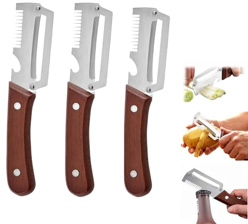 Multifunctional Vegetable Peeler, 2026 New 3-in-1 Peeler & Bottle Opener & Julienne Peeler, Stainless Steel Kitchen Peeler Ergonomic Kitchen Tool for Potato, Fruit, Vegetable (3PCS)
