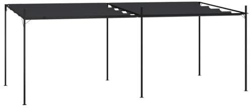Qnhdfrt Pavillon mit Ausziehbarem Dach 600x300x233 cm, Großer Gartenpavillon aus Eisen in Anthrazit für Terrasse und Außenbereich