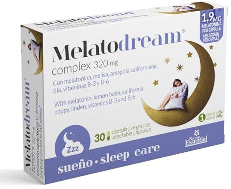 Nature Essential | Melatodream Complex 320 mg | 30 Cápsulas | Ayuda para Dormir Bien | Melatonina, Pasiflora, Amapola Californiana, Melisa, Tila y Valeriana | Vit. B3 y B6