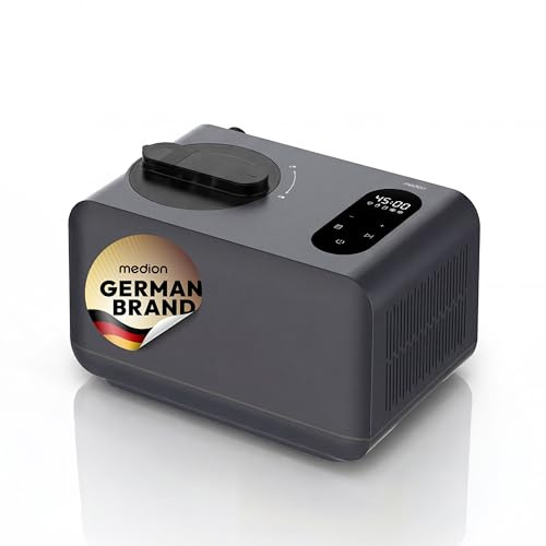MEDION Eismaschine mit Kompressor Eiscreme Joghurt & Slush ohne Vorkühlen | Touch-Display, selbstkühlend, inkl. Messbecher, Eislöffel & Spachtel, MD 100087