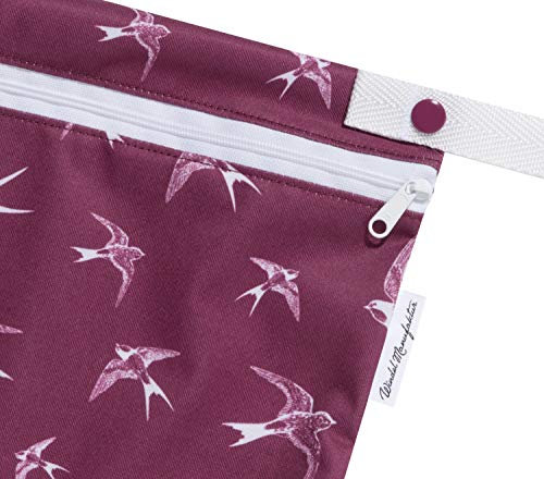 Windelmanufaktur Wetbag, atmungsaktive und wasserabweisende Nasstasche - Made in Germany (groß, Purpurschwalben)