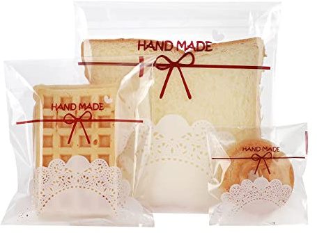 Durable Candy Treat Cookie Bags - Food Grade Pastry Bags Resealable Cellophane Bags With Creative Patterns Self Adhesive Packaging Bags for Desserts,Biscuits,Cookies 200pcs (3.9X4.3inch)