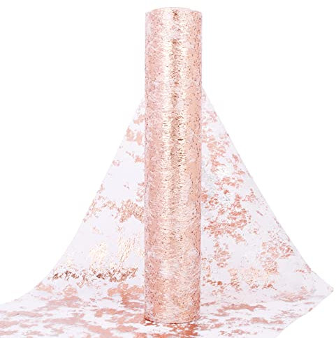 29cm x 9m Tischläufer Glänzend Roségold Tischband Polyester Tischdeko für Partys und Feierlichkeiten wie Geburtstage, Hochzeiten, Babypartys, Taufen, Kommunion Mädchen UVM.