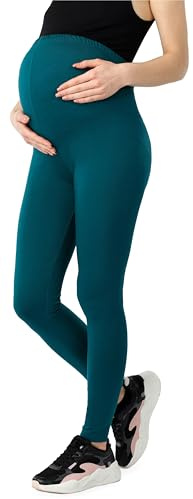 Be Mammy Leggings Premaman Lunghi Pantaloni in Bio-Cotone Donna BE20-283 (Verde Smeraldo, L)