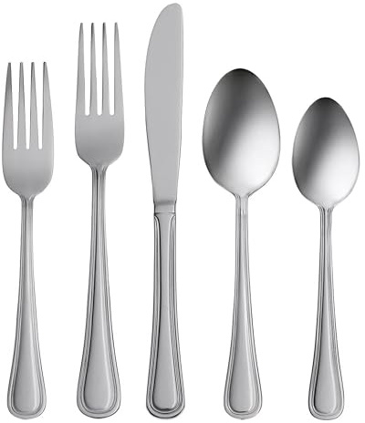 Oneida Tress Everyday Flatware Set, 5.40 LB, Metallic, 50 Piece