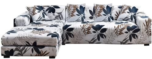 MINGPINHUIUS Sofa Cover L Shape 2-Piece 3-Seater Stretch Sofa Cover for L Shape Sofa Cover with 4 Pieces Cushion Covers Suitable for Corner Sofa