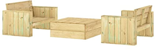 vidaXL 3-TLG. Garten-Lounge-Set Massivholz Kiefer Imprägniert, Lounge-Set aus Holz, Outdoor-Lounge-Set, Gartenmöbel, Lounge-Set aus Massivholz