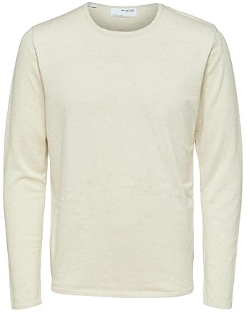 SELETED HOMME SLHROME LS Knit Crew Neck B NOOS tröja, Angora/detalj: Melange, XL, Angora/detaljer: melerad, XL