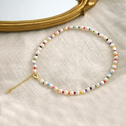 DAOMEI 7-8mm Natürliche Süßwasser Barock Perlenkette Mode Bunte Perlen Schmuck Für Mädchen Geschenk
