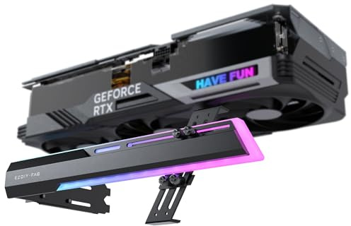 EZDIY-FAB 5V ARGB GPU Halter Halterung Grafikkarte GPU Unterstützung Videokartenhalter Halterung,Schanzbare Struktur,Grafikkartenhalterung Sag Holder/Holsterhalterung RX7990XTX, RTX4090,Schwarz-341