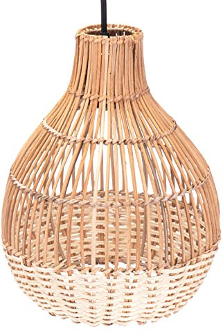 Decorasian Paralume boho in rattan – cesto paralume per lampada a sospensione con portalampada E27 – cesto lampada – 2 colori