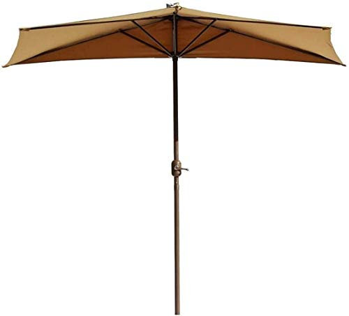 Sonnenschirme für den Außenbereich, 2,7 m, Sonnenschirm, halber Wandschirm, Khaki, für Garten, Terrasse, Balkon, kleine Terrasse, halbrunder, runder Regenschirm mit Kurbel good