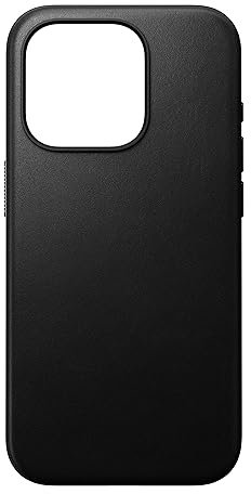 NOMAD Modern Leather Case | für iPhone 15 Pro | Schutzhülle aus Polycarbonat und hochwertigem Echtleder | MagSafe-kompatibel | Black