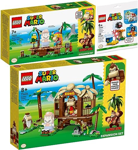 Lego 71424 Lot de 3 extensions de cabane dans les arbres Donkey Kongs 71421 Dixie Kongs Jungle Jam et 30389 Fuzzy & Champignon