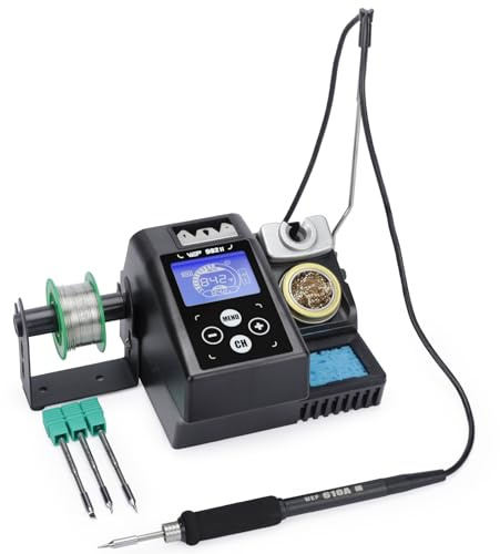 WEP 982 II Kit de station de soudure de précision avec 3 cartouches de pointe de fer à souder compatibles C245, fil à souder sans plomb, 4 canaux de mémoire, rainure de changement de pointe, outils de