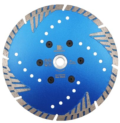 BRSCHNITT Disque à tronçonner diamant 180 mm x M14 Turbo Lame de scie avec dents de protection pour découper, ponçage, granit, marbre, béton carrelage