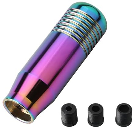 Juttzzei Auto Schaltknauf, 8.5 CM Universal Schaltknüppel, 5 Gang 6 Gang Auto Schalthebel, Premium-Aluminium Schaltknauf Tunning mit 3 Adaptern für Manueller Autos mit 5 Gang Schaltgetriebe - Bunt