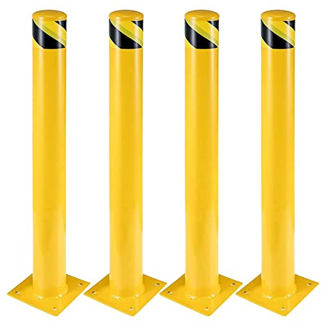 Poteau de borne, 91 cm, barrière de parking pour stationnement, Pilona jaune Cepos Parking pour planification routière (4 pièces)