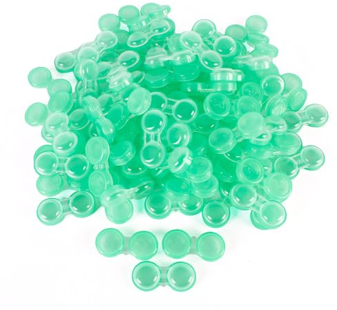 Dhoptical 100Pcs Contact lens case Colorful Contact Lens Holder Box Left/Right Eyes (Green transparent)