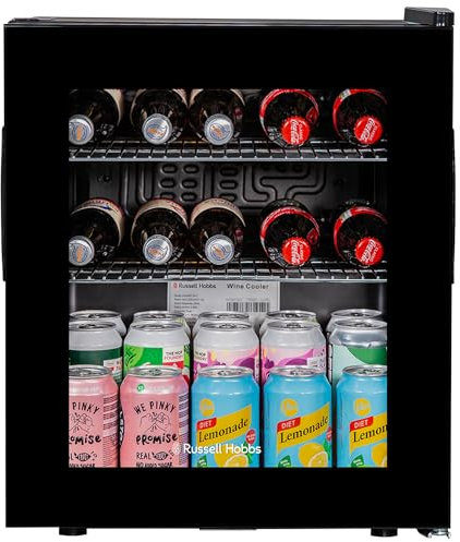 Russell Hobbs Table Top Fridge 46 Litre Beer and Drinks Mini Fridge, 12 Bottle Capacity with 2 Shelves RH46TTBC1241B