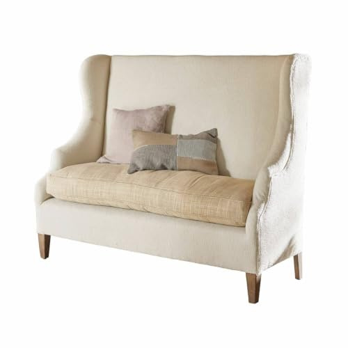 Loberon Sofa Ombra, Creme/beige | klassischer Ohrenbacken-Stil, edler Materialmix, Ohrensessel, Sitzmöbel, Leinen, Polyester, Mangoholz