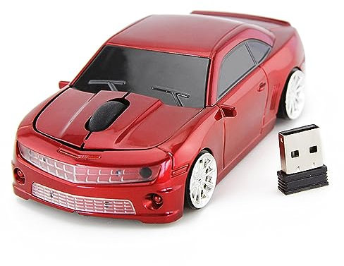 F&Y Souris sans fil inspirée de la voiture de sport, capteur de haute précision 2,4 G, souris d'ordinateur ergonomique pour ordinateurs portables, éclairage LED USB rechargeable, accessoire de bureau