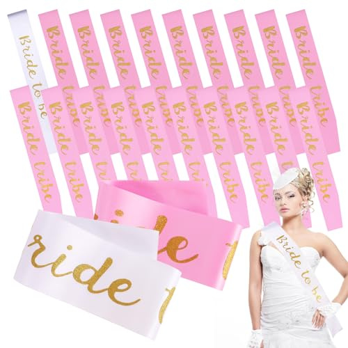 20 x Schärpen für Junggesellinnenabschied, 19 x rosa Schärpen, 1 x weiße Schärpe für die zukünftige Braut, Junggesellinnenabschied, Zubehör für Brautjungfer, Brautparty, Hochzeitsgeschenke,