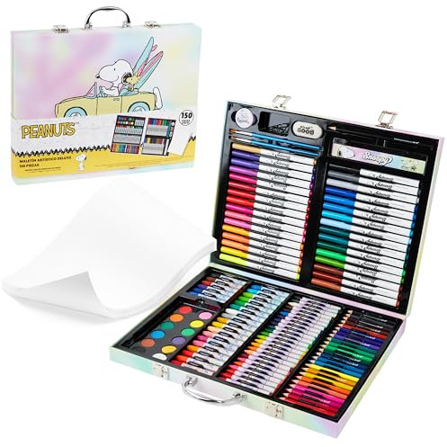 Peanuts Snoopy Buntstifte für Kinder, Malkoffer Mädchen im Reisekoffer, Mal Set 140+ Teilen – Geschenke für Kinder
