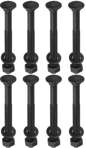 sourcing map M10 x 95mm Carriage Bolt Kit, 12 Set Round Head Square Neck Screws, Carriage Bolts Screws Set Includes Washers and Nuts - Carbon Steel Black Oxide for Fastening Accessories