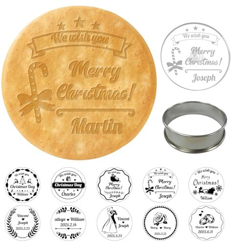 Sello personalizado de galletas navideñas con Feliz Navidad