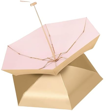 Generisch Mini Taschenschirm, Ultra-Kompakt 3 cm Dick, 15 cm Lang, Gold (Rosa)