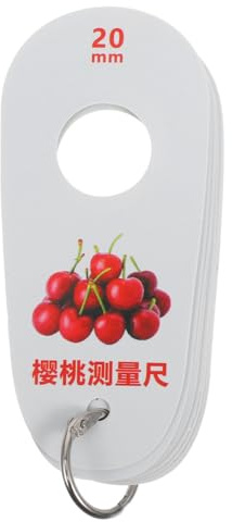 Calibrador de Cerezas de Plástico, Regla Estándar, Medición Precisa | Diseño Simple y Compacto, Fácil de Usar y Guardar, Anillo Incluido, para Frutas y Otros Artículos